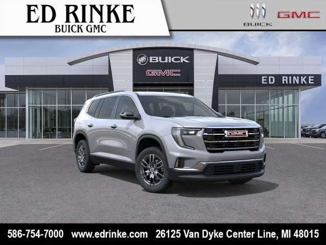 2026 GMC Acadia Elevation in Sterling Metallic — front three-quarter view