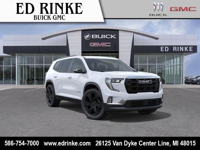 2026 GMC Acadia Elevation in Summit White — front three-quarter view