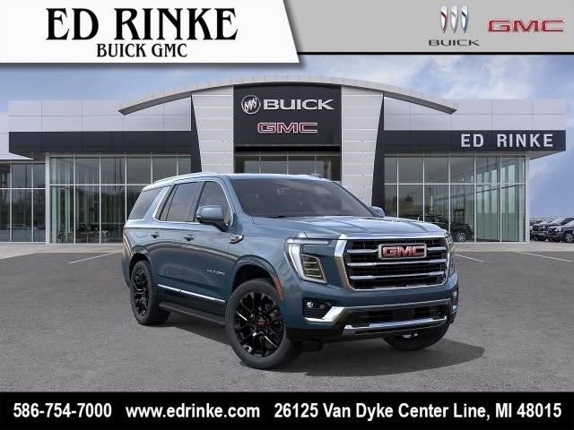 2026 GMC Yukon Elevation in Downpour Metallic — front three-quarter view