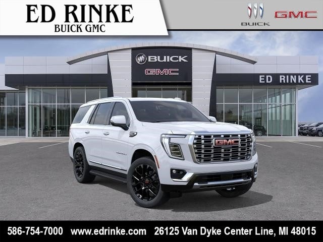 2026 GMC Yukon Denali in Glacier White Tricoat — front three-quarter view