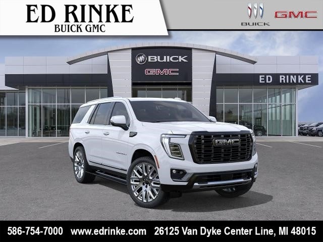 2026 GMC Yukon Denali Ultimate in Glacier White Tricoat — front three-quarter view