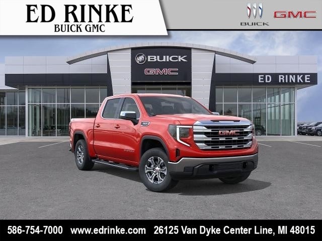 2026 GMC Sierra 1500 SLE in Cardinal Red — front three-quarter view
