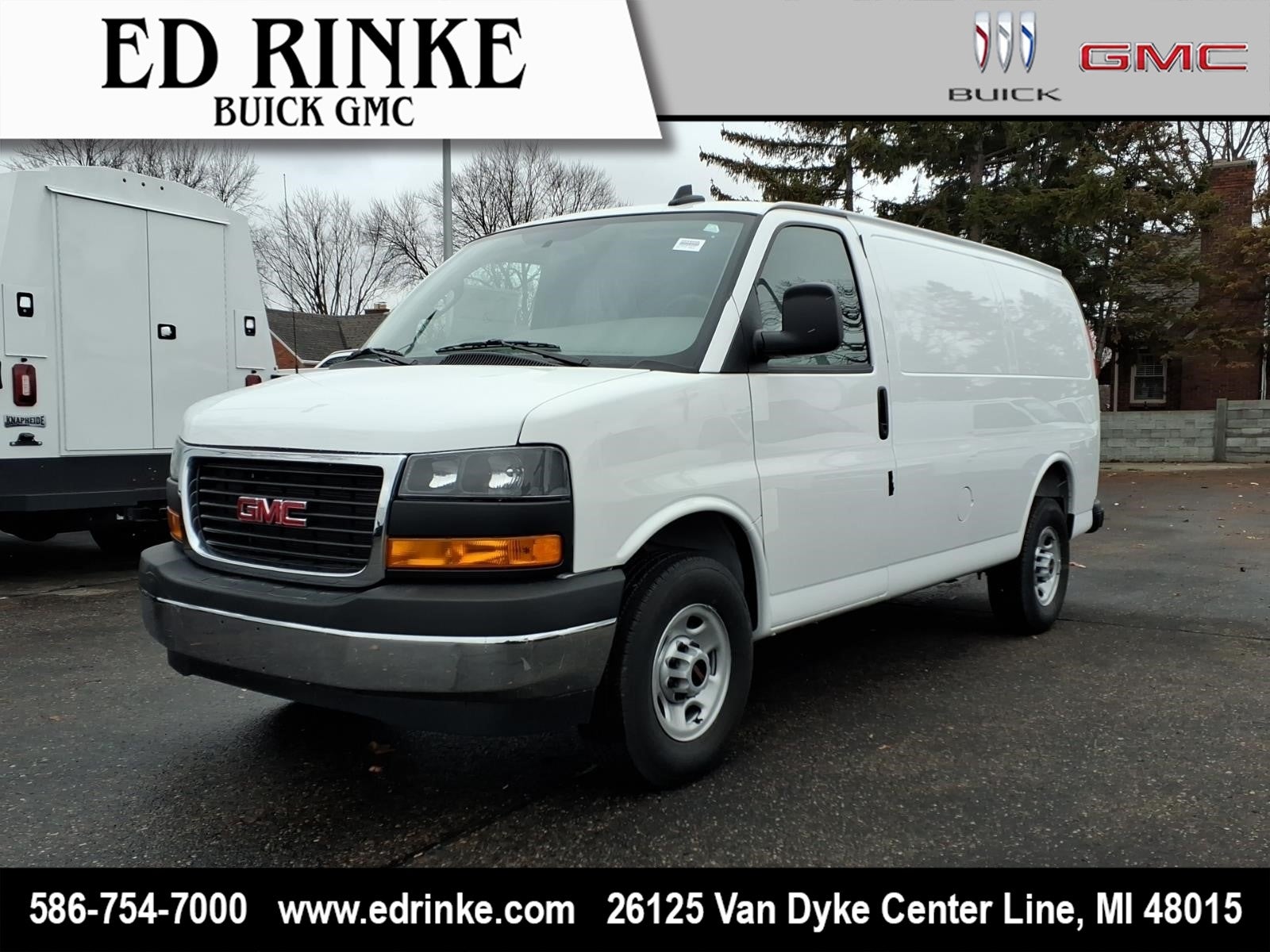 2025 GMC Savana Cargo Work Van in Summit White — front three-quarter view