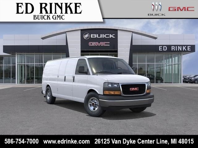 2026 GMC Savana Cargo Work Van in Summit White — front three-quarter view
