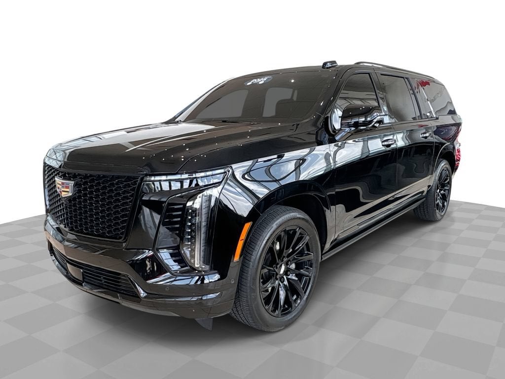 2025 Cadillac Escalade ESV Sport in Black Raven — front three-quarter view