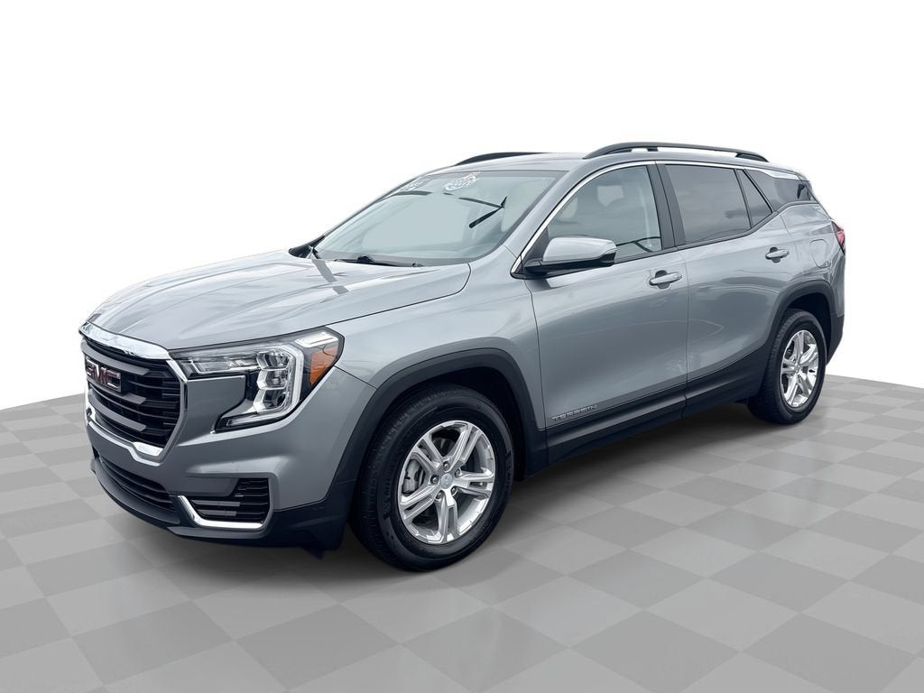 2023 GMC Terrain SLE in Sterling Metallic — front three-quarter view