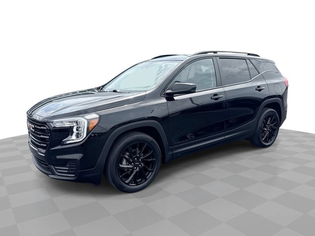 2023 GMC Terrain SLE in Ebony Twilight Metallic — front three-quarter view