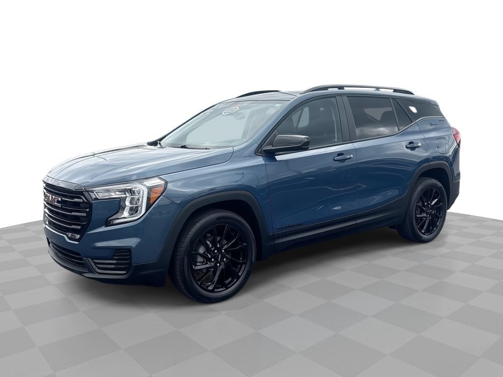 2024 GMC Terrain SLE in Downpour Metallic — front three-quarter view