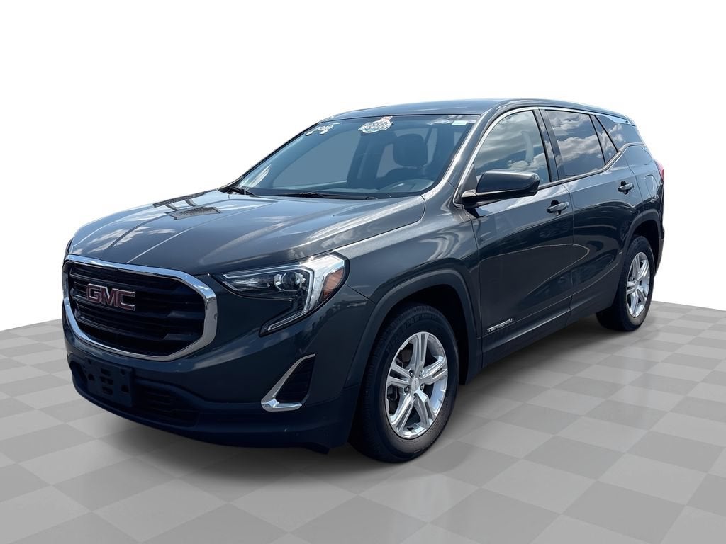 2019 GMC Terrain SLE in Graphite Gray Metallic — front three-quarter view
