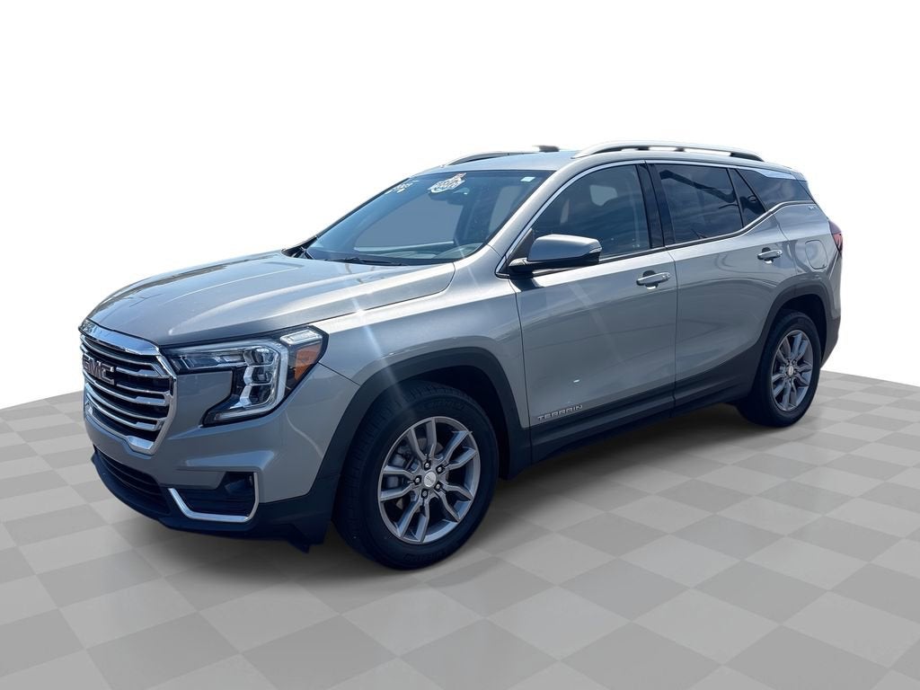 2023 GMC Terrain SLT in Sterling Metallic — front three-quarter view