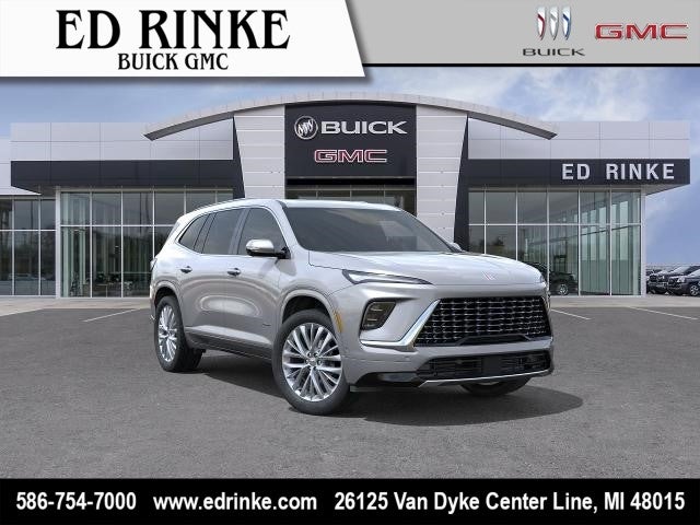 2026 Buick Enclave Avenir in Moonstone Gray Metallic — front three-quarter view