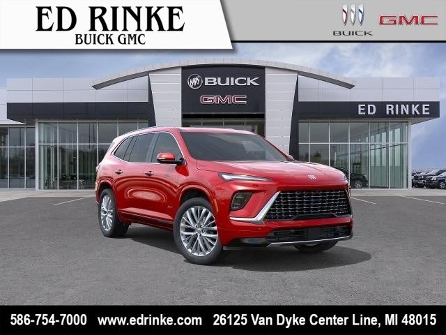 2026 Buick Enclave Avenir in Cherry Red Tintcoat — front three-quarter view