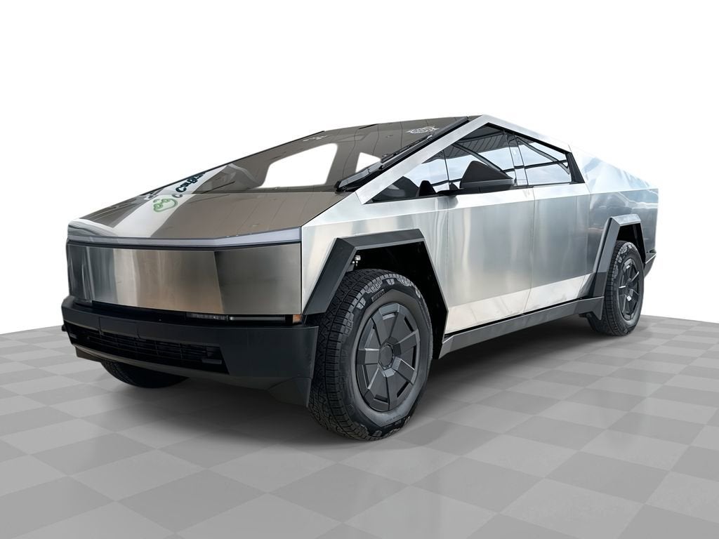 2024 Tesla Cybertruck All-Wheel Drive in Silver — front three-quarter view