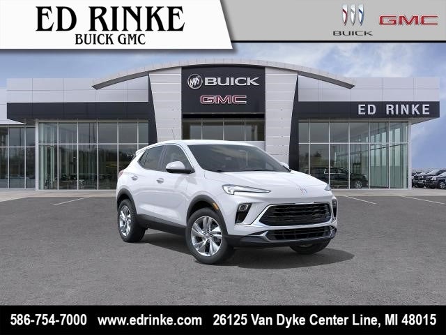 2026 Buick Encore GX Preferred in Summit White — front three-quarter view