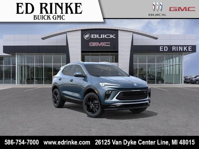 2026 Buick Encore GX Sport Touring in Ocean Blue Metallic — front three-quarter view