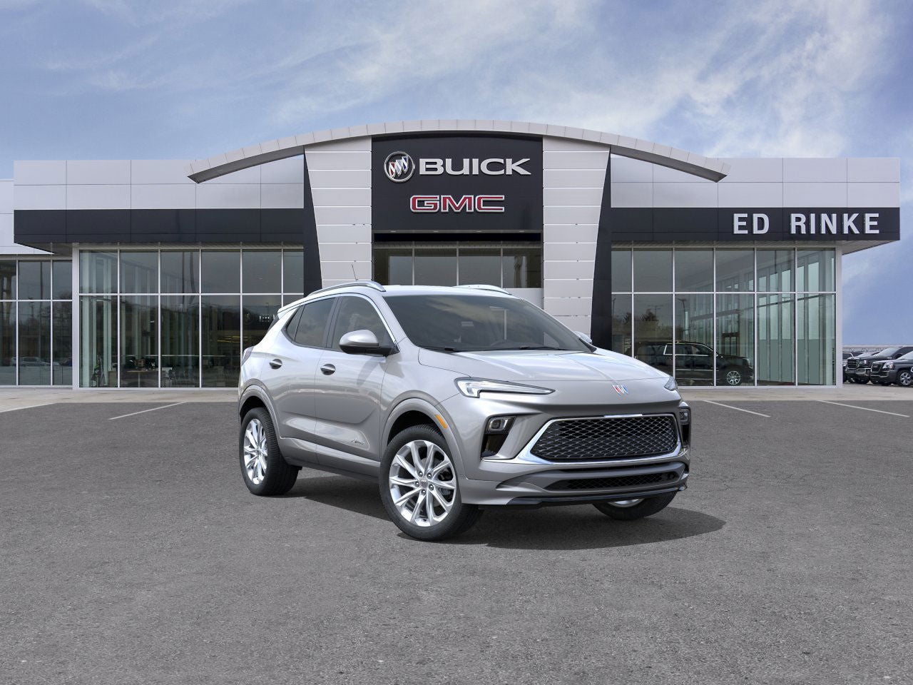 2026 Buick Encore GX Avenir in Moonstone Gray Metallic — front three-quarter view